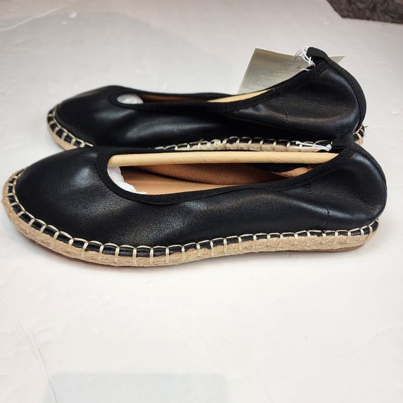 New Black Espadrille Ballet Flats Womens Black Cushion Comfort Slipons Size 6 - Picture 2 of 12